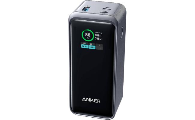 Anker 735 Prime 20,000mAh 200W Power Bank, 65W USB-A Single-Port Max, Smart Display, Active Shield 2.0, Ultra Compact Dynamic Power, 3.0 Power Delivery, 100W 2 USB-C Port, Black